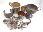 Vtg  Lot Of Sterling Silver Scrap Repair     Used  413 Grams Cups Broken Jewelry