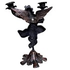 Vtg Winged Fairy Angel Candelabra Cast Metal Double Taper Art Nouveau  Bronze