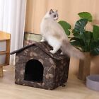 Cat Houses For Outdoor Feral Kitty Small Dogs Warm House Shelter With Curtain