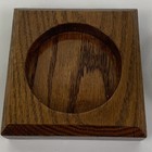 Vintage Mid-century Glass Ashtray With Solid Wood Base Square  8364