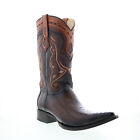 Los Altos 3x Toe Ostrich Leg 9530516 Mens Brown Wide Cowboy Western Boots