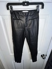 Zara Girls Size 10 Black Faux Leather Leggings Pants Zip Ankle M