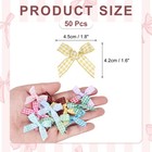 50 Pcs Mini Gingham Ribbon Bows 1 8 Inch Satin Ribbon Bows  Dark Yellow White