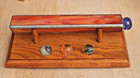 Vintage Kaleidoscope Stained Glass Leaded And 4 Marbles Oak Wood Stand Hand Made