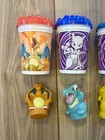 Lot Of 3 2002 Vtg Pok  mon Carls Jr Plastic Cups W  Toppers Cool Kids Combo