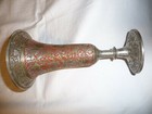 Rare Antique Vintage Etched Art Chalice Vase Urn  brass  Metal Pewter Plated   