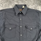 Vintage Plains Western Wear Shirt Mens Medium Black Pearl Snap Cowboy Rockabilly