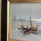 Vintage Enamel On Copper Painting Signed S  Richard Framed 4x6