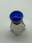 Antique Sterling Silver   Blue Guilloche Enamel Perfume Bottle Cut Glass