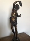 French 19th Century Statue  Joueur De Tambourin  Signed By Ernest Rancoulel  23   