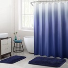 15 Pcs Navy Blue Bathroom Sets Complete With Shower Curtain Set  Non-slip Rug   