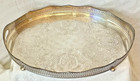 Victorian Reticulated Oval Silverplate Footed Gallery Tray Barker Ellis C1910