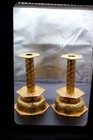 Pair Of Antique Baroque Candle Holders With Engraved Animal Face   Fruit Pattern