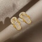 Gold Plated Crystal Slipper Ear Earrings Stud Women Party Fashion Jewelry Gift