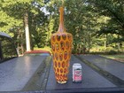 Stunning Signed  Sam Stang Art Glass Blown Bottle Vase   Oval Windows