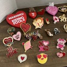 Lot Of 48 Valentine Themed Pins Brooches Mixed Materials  O