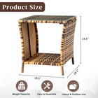 Brown Wicker 2 Tier Storage Outdoor Side Table For Garden Lawn Pool indoor
