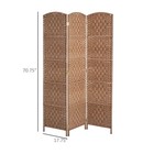 3 Panel Resin Wicker Folding Room Divider Privacy Screen Home Office Natural
