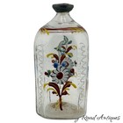Antique Stiegel Enamel  Glass  Decorated Enameled Cordial Bottle 18th Folk Art