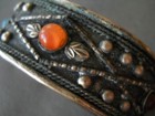 Unique Southwestern Carnelian Amber   Dumortierite Sterling Silver Cuff Bracelet