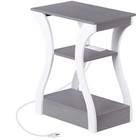 Set Of 2 End Tables W charging Station Side Table W usb Ports outlets Grey white