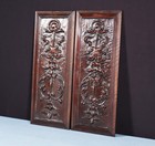 21  Tall Pair Of Antique French Solid Walnut Wood Highly Carved Panels