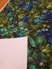 Awesome Rare Vintage Mid Century Retro 70s Olive Blue Abstract Floral Fabric 