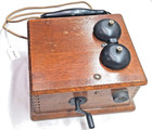 Antique Leich Electric Company Oak Wood Hand Crank Wall Mount Telephone