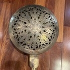 Antique Brass Bed Warmer 19th C  Decorated Turned Maple Handle Engraved 