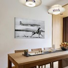 Vintage American Airlines Cowboy   Plane Canvas Print  Black And White Wall Art