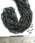 10 0 Vintage Czech Glass Seed Beads Silver Lined Black Diamond Gray Grey Hank