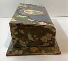 Antique Victorian Celluloid Vanity Box Bresduck Floral Girl With Bird