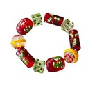 Christmas Painted Glass Cube Oval Tube Round Green Red Holly Snowflake Dot Beads