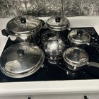 Revere Ware Vintage Copper And Brass    cooper Made    Set Pots  Skillet  Kettle