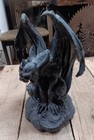Gothic Gargoyle Statue  Winged Creature Figurine  Dark Stone Look