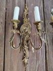 Vintage Pair Brass Wall Sconces Lightolier Rococo