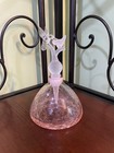 Art Glass Crinkle Perfume Bottle With Crystal White Hummingbird Stopper    htf