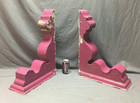 Antique Pair Wood Corbel Roof Bracket Victorian Shabby Magenta Vtg Old 81-25b