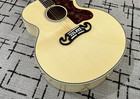 Natural Jumbo Acoustic Guitar Style Solid Spruce Top 20 Frets Flower Inlay Us