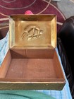 Antique Brass And Wooden Box With Sailboat 