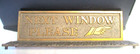 Vintage Brass Sign  next Window Please  2 Sided  Decorative Base  Raised Print