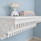 White Hand Carved Wooden Wall Shelf   Indian Antique Style Home Decor