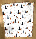 Hand Made Winter Christmas Snowman Reindeer Quilt Fleece Backing Reversible