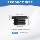 1 Inch Plastic Tubing End Caps  4 Pcs Square Hole Plug Insert  Black