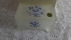 Vintage Westmoreland Frosted Glass Vanity Trinket Box Blue Floral Mib-nos