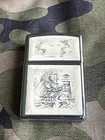 1999 Vintage Zippo Lighter - Ivory Scrimshaw Ultralite - Ship   Lighthouse