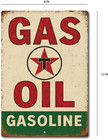 Texaco Gas Oil Sign Station Garage Auto Shop Retro Rustic Vintage Look Tin Sign