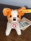 Steiff Bully Miniature Orange   White Mohair Stuffed Dog 1997 031359 New All Tag