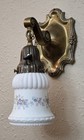 Vntg Wall Sconce Light Fixture With Original Frosted Glass Globe Bakelite Switch