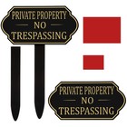Private Property No Trespassing Sign With Stake  7 09 X 3 54 Inches Self Adhesiv